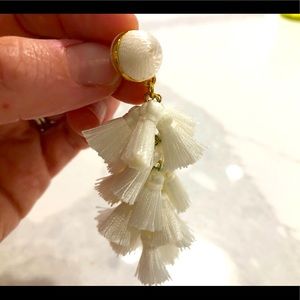 Baublebar white and gold tassel earrings